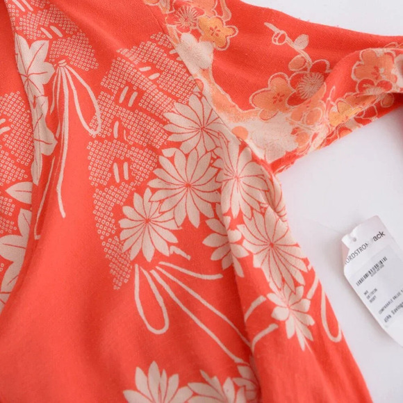 Free People Mixed Print Twist Orange Floral Boho  Maxi Dress XS - Picture 13 of 16